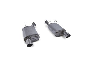 Ford Mustang Performance Exhaust - Ford Racing - Axle Back System with 409 Aluminized Steel Mufflers and Dual Polished 304 Stainless Steel Tips - `11-`14 Ford Mustang Performance Exhaust - Ford Racing - Axle Back System with 409 Aluminized Steel Mufflers and Dual Polished 304 Stainless Steel Tips - `11-`14